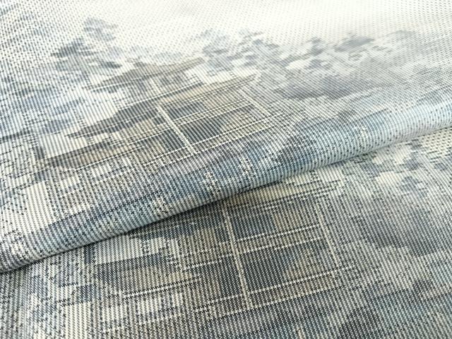 平和屋着物●本場大島紬 白大島 風景草花文 正絹 逸品 AAAT0644zg