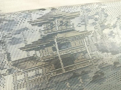 平和屋着物●本場大島紬 白大島 風景草花文 正絹 逸品 AAAT0644zg