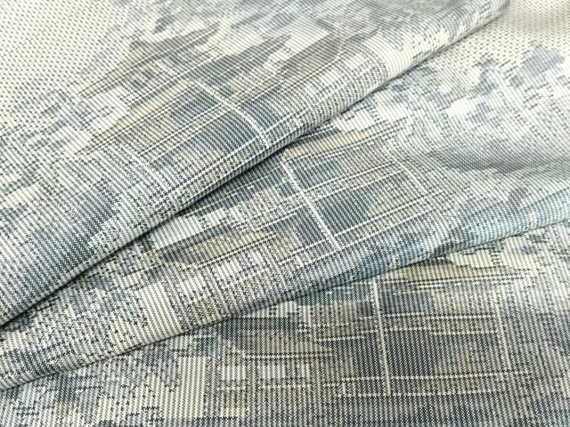 平和屋着物●本場大島紬 白大島 風景草花文 正絹 逸品 AAAT0644zg