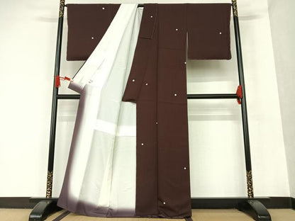 平和屋着物●上質な小紋 絞り 雪 正絹 逸品 AAAT0646zg