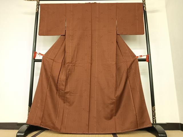 平和屋着物●お召 笹竹文 正絹 逸品 未使用 AAAT0649zg