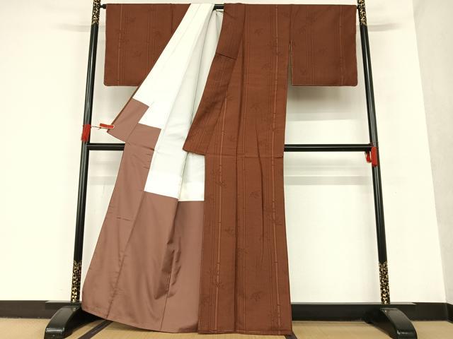 平和屋着物●お召 笹竹文 正絹 逸品 未使用 AAAT0649zg