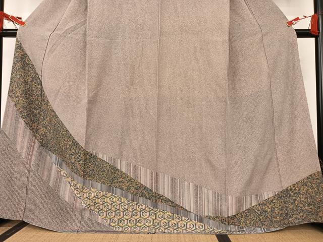 平和屋着物●訪問着　手描き　型染め　更紗花文　正絹　逸品　AAAT0658zg