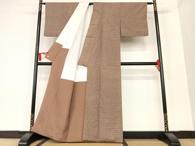 平和屋着物●上質な小紋 ろうけつ染め 網目文 正絹 逸品 AAAT0677zg