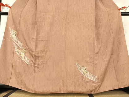 平和屋着物●創業460年・千總 色留袖 刺繍 柴垣に花 三越扱い 正絹 逸品 AAAT0680zg