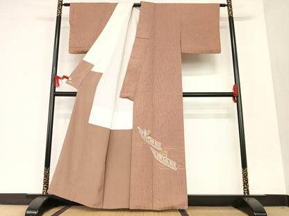 平和屋着物●創業460年・千總 色留袖 刺繍 柴垣に花 三越扱い 正絹 逸品 AAAT0680zg