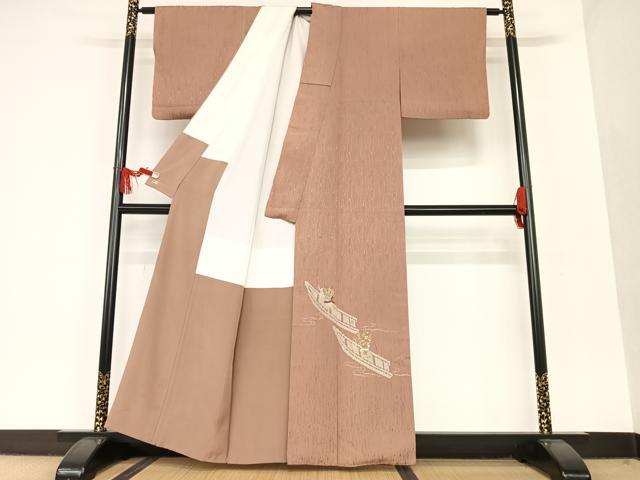 平和屋着物●創業460年・千總 色留袖 刺繍 柴垣に花 三越扱い 正絹 逸品 AAAT0680zg