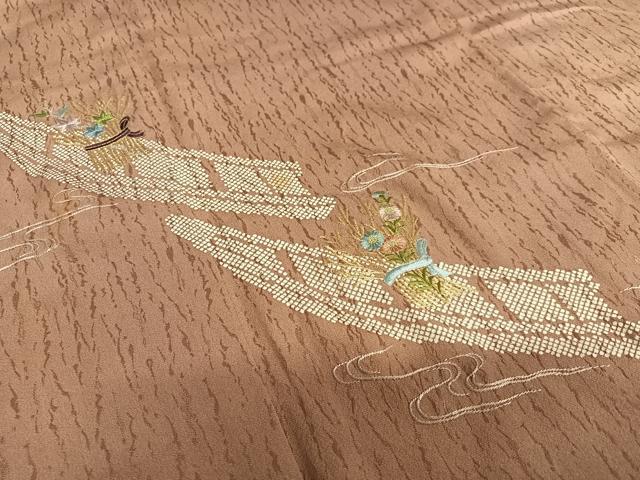 平和屋着物●創業460年・千總 色留袖 刺繍 柴垣に花 三越扱い 正絹 逸品 AAAT0680zg