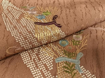 平和屋着物●創業460年・千總 色留袖 刺繍 柴垣に花 三越扱い 正絹 逸品 AAAT0680zg