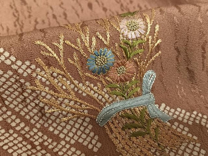平和屋着物●創業460年・千總 色留袖 刺繍 柴垣に花 三越扱い 正絹 逸品 AAAT0680zg
