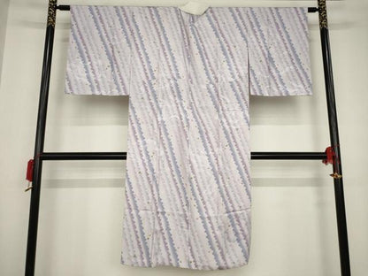平和屋着物●長襦袢 袷 斜縞花文 正絹 逸品 AAAT0858ck
