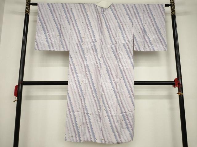 平和屋着物●長襦袢 袷 斜縞花文 正絹 逸品 AAAT0858ck