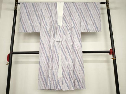 平和屋着物●長襦袢 袷 斜縞花文 正絹 逸品 AAAT0858ck