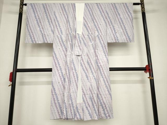 平和屋着物●長襦袢 袷 斜縞花文 正絹 逸品 AAAT0858ck