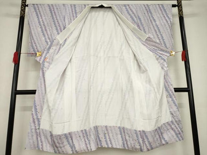 平和屋着物●長襦袢 袷 斜縞花文 正絹 逸品 AAAT0858ck