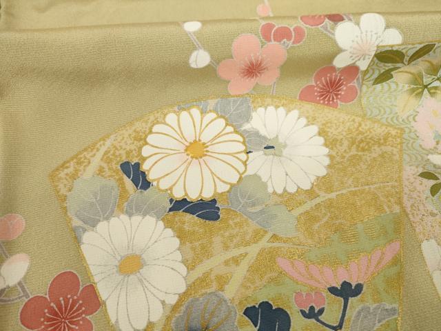 平和屋着物●訪問着 長襦袢(袷)セット 友禅 作家物 地紙短冊花文 暈し染め 金彩 正絹 逸品 未使用 AAAT0873ck