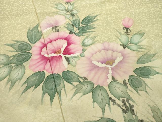 平和屋着物●訪問着　手描き　草花文　正絹　逸品　AAAT0891ck