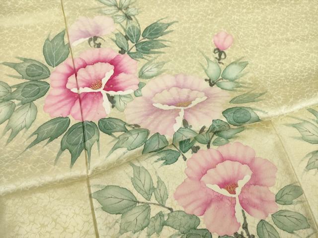 平和屋着物●訪問着　手描き　草花文　正絹　逸品　AAAT0891ck