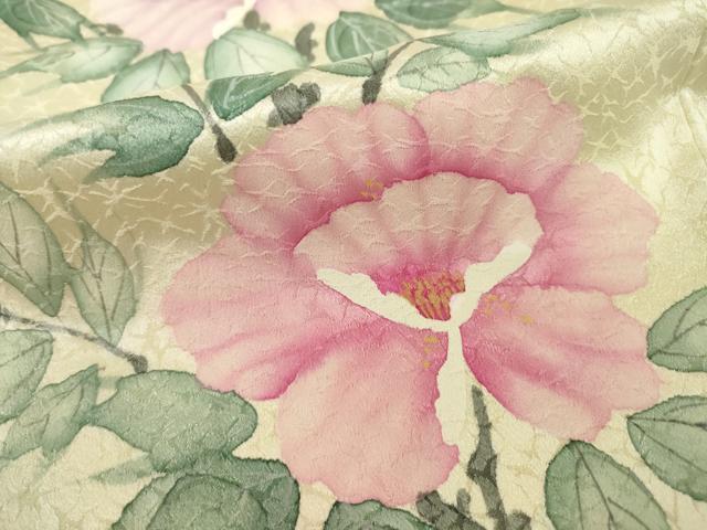 平和屋着物●訪問着　手描き　草花文　正絹　逸品　AAAT0891ck