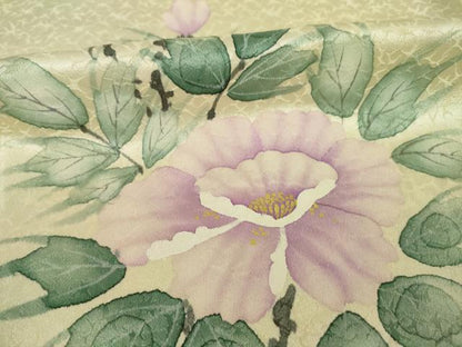 平和屋着物●訪問着　手描き　草花文　正絹　逸品　AAAT0891ck
