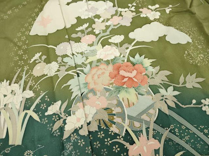 平和屋着物●訪問着　友禅　花車文　仮絵羽　正絹　逸品　未使用　AAAT0899ck