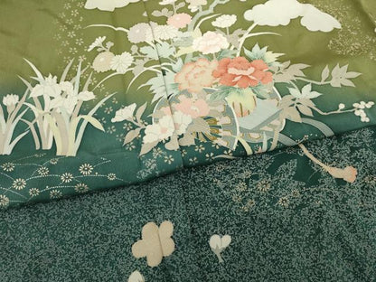 平和屋着物●訪問着　友禅　花車文　仮絵羽　正絹　逸品　未使用　AAAT0899ck