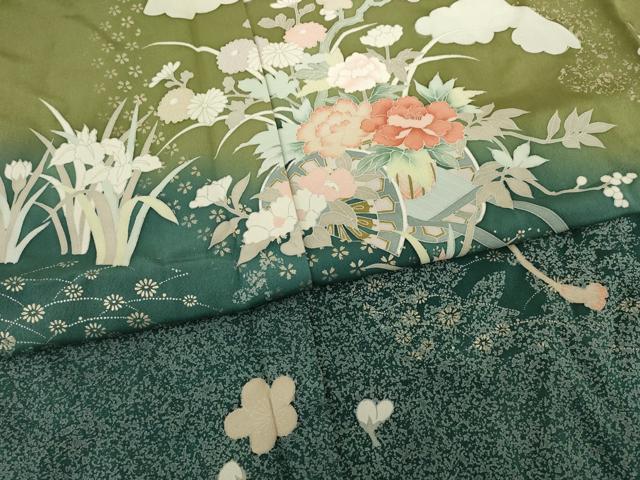 平和屋着物●訪問着　友禅　花車文　仮絵羽　正絹　逸品　未使用　AAAT0899ck