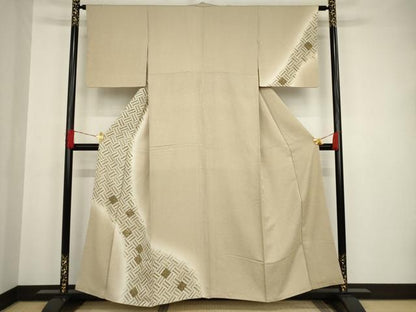 平和屋着物●訪問着 刺繍 網目草花文 金糸 正絹 逸品 AAAT0905ck
