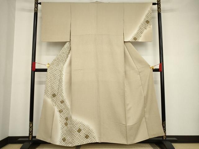 平和屋着物●訪問着 刺繍 網目草花文 金糸 正絹 逸品 AAAT0905ck