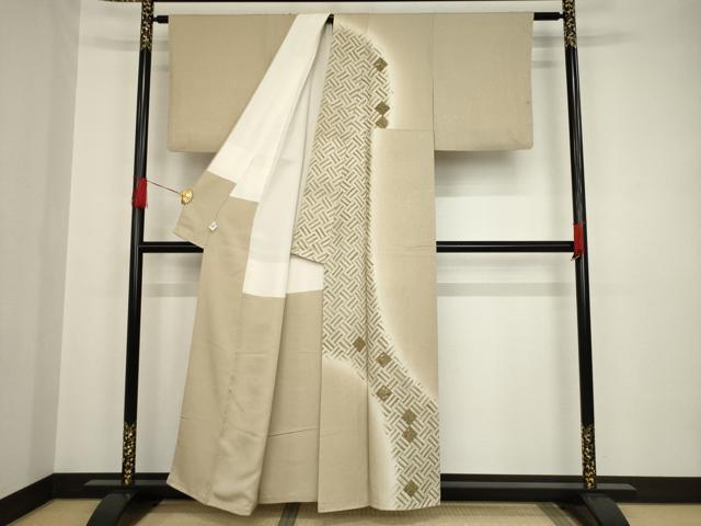 平和屋着物●訪問着 刺繍 網目草花文 金糸 正絹 逸品 AAAT0905ck