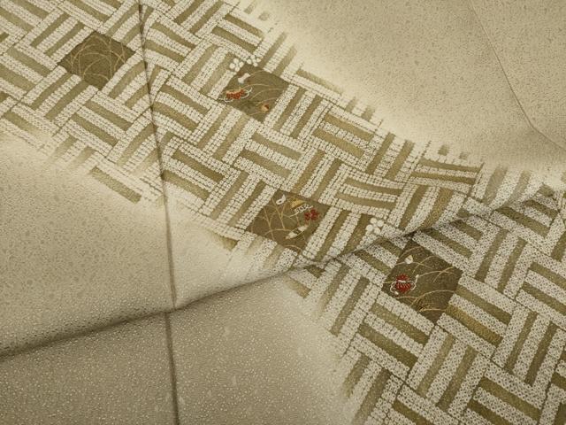 平和屋着物●訪問着 刺繍 網目草花文 金糸 正絹 逸品 AAAT0905ck