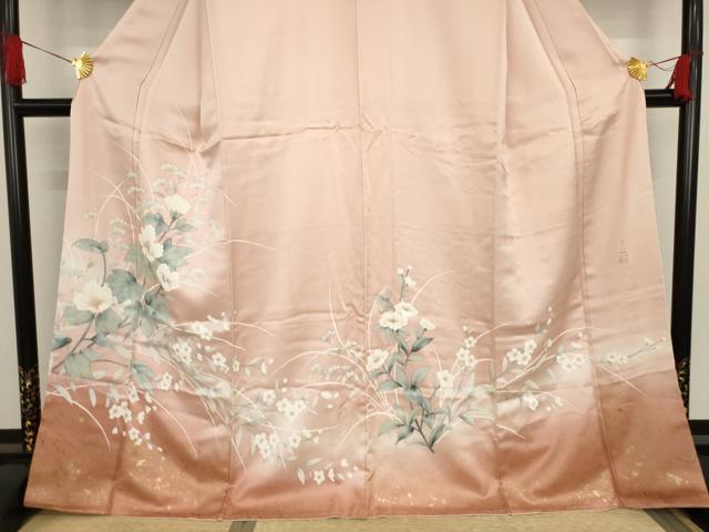 平和屋着物●創業140年　小糸染芸の四代目　小糸敏　訪問着　枝花文　暈し染　金彩　正絹　逸品　未使用　AAAT0917ck