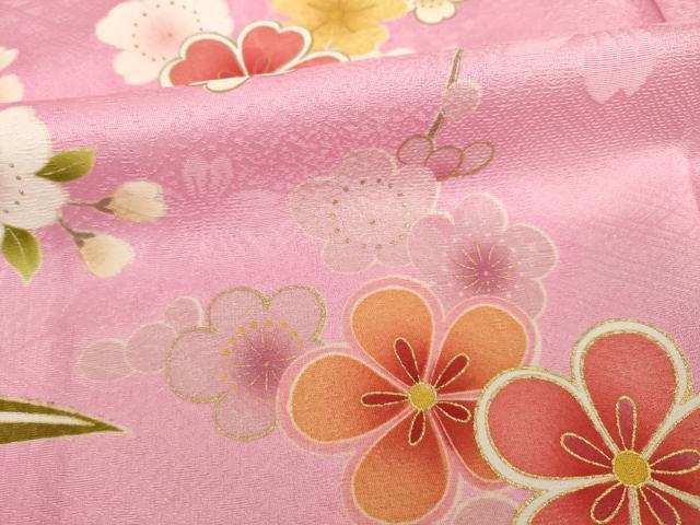 平和屋着物●豪華振袖 駒刺繍 松竹梅吉祥花文 暈し染 金彩 正絹 逸品 AAAT0920ck