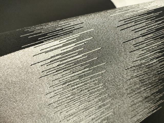 平和屋着物●名門　浅田綴　爪掻本綴　八寸名古屋帯　変り市松　黒地　銀糸　正絹　逸品　AAAT1174wj