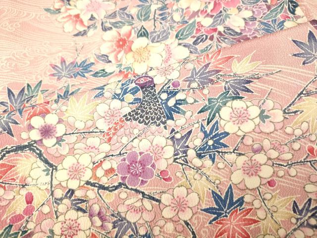 平和屋着物□上質な小紋 花鳥文 正絹 逸品 AAAT1461fw
