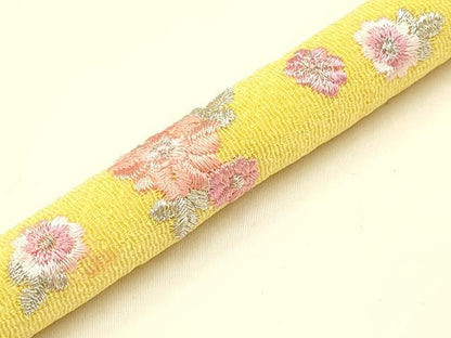 平和屋着物●和装小物 振袖用帯締め 丸ぐけ 刺繍 花柄 小田巻 金銀糸 逸品 AAAT2162ay