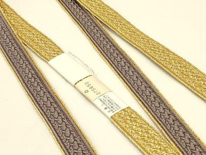 平和屋着物●和装小物 振袖用帯締め 京都西陣 京くみひも 平組 金糸 逸品 未使用 AAAT2163ay