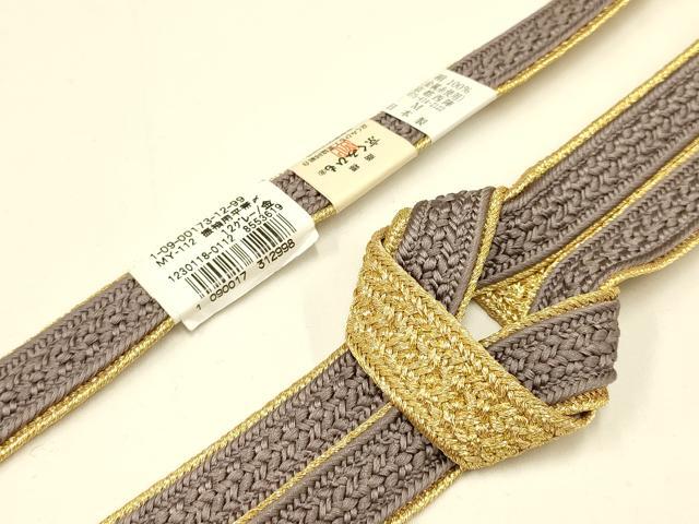 平和屋着物●和装小物 振袖用帯締め 京都西陣 京くみひも 平組 金糸 逸品 未使用 AAAT2163ay