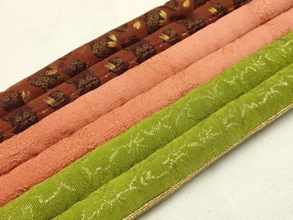 平和屋着物●和装小物　上質な帯締め3本セット　丸ぐけ　花柄　暈し染め　金糸　金通し地　撚り房　逸品　AAAT2169ay