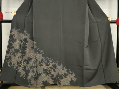 平和屋着物●訪問着 草木シルエット 正絹 逸品 AAAT2209ck
