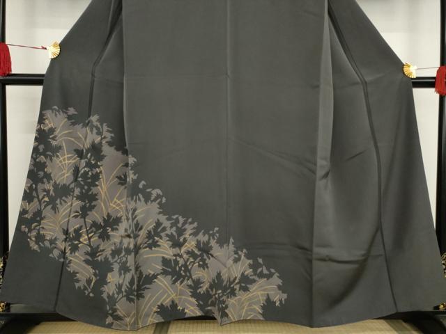 平和屋着物●訪問着 草木シルエット 正絹 逸品 AAAT2209ck