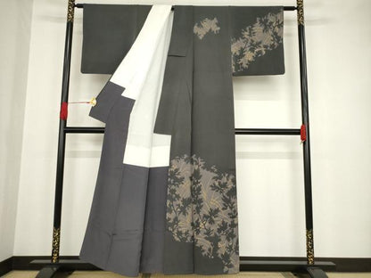 平和屋着物●訪問着 草木シルエット 正絹 逸品 AAAT2209ck