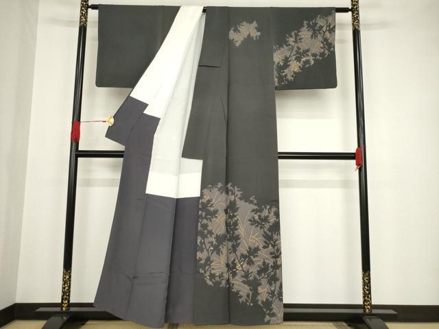 平和屋着物●訪問着 草木シルエット 正絹 逸品 AAAT2209ck