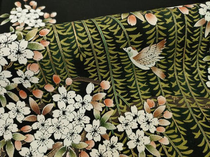 平和屋着物●秀匠苑 黒留袖 流水花鳥文 金彩 正絹 逸品 AAAT2220ck