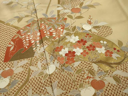 平和屋着物●訪問着 友禅 地紙花文 金彩 正絹 逸品 AAAT2226ck