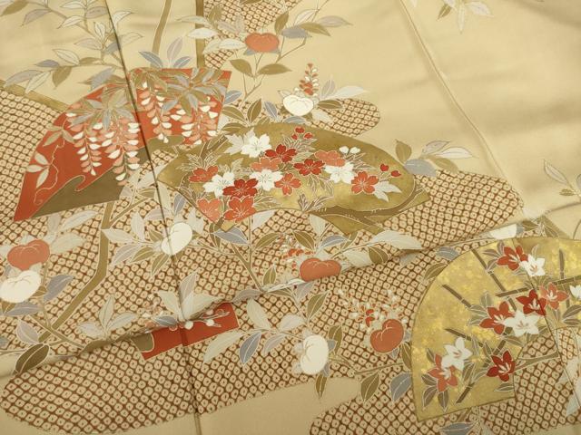 平和屋着物●訪問着 友禅 地紙花文 金彩 正絹 逸品 AAAT2226ck