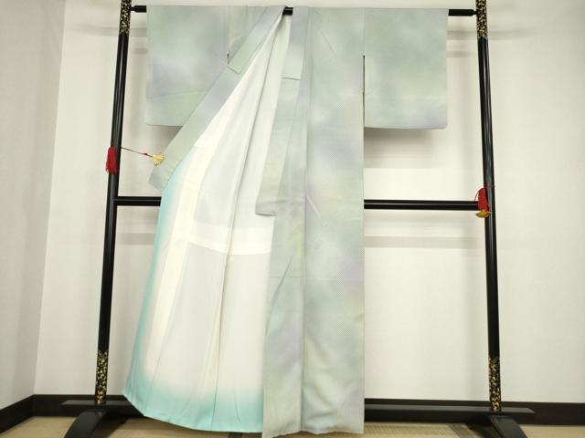 平和屋着物●お召　霞鹿の子文　暈し染め　正絹　逸品　AAAT2229ck