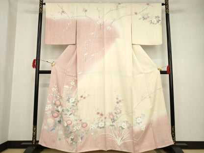 平和屋着物●訪問着　友禅　作家物　枝花文　暈し染め　正絹　逸品　AAAT2259ck