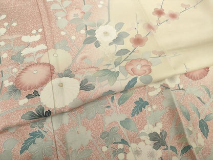 平和屋着物●訪問着　友禅　作家物　枝花文　暈し染め　正絹　逸品　AAAT2259ck