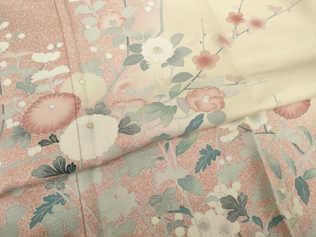 平和屋着物●訪問着　友禅　作家物　枝花文　暈し染め　正絹　逸品　AAAT2259ck
